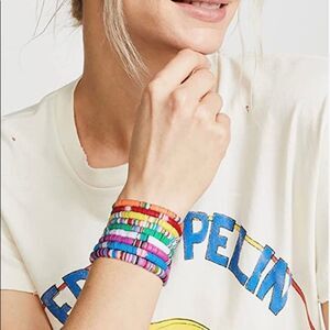 Heishi Bracelet Surfer Women Stackable clay Beaded Stretch Bracelet